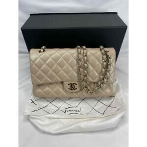 Chanel Classic Double Flap Bag Quilted Lambskin Medium Beige SPB-JB 365575